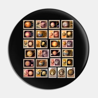 Planets Postage Stamps Pin