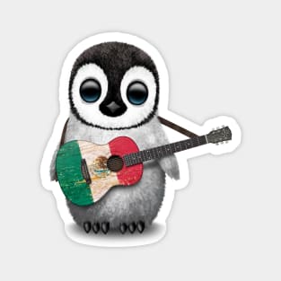 Baby Penguin Playing Mexican Flag Guitar Magnet