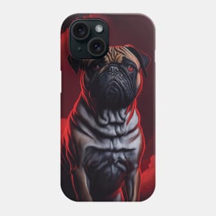 a pug in the sky portrait painting Phone Case