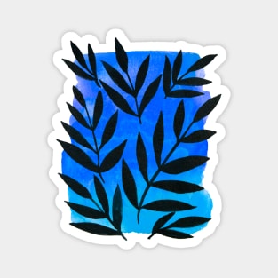 Black branches - blue background Magnet