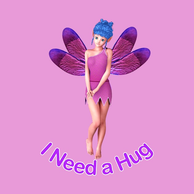 I need a hug elf fairy faerie in pink cute and sad by Fantasyart123