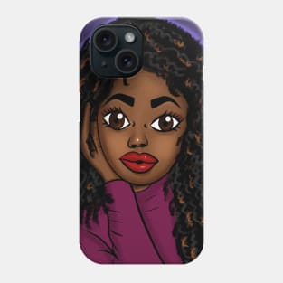 black cute anime style digital art Phone Case