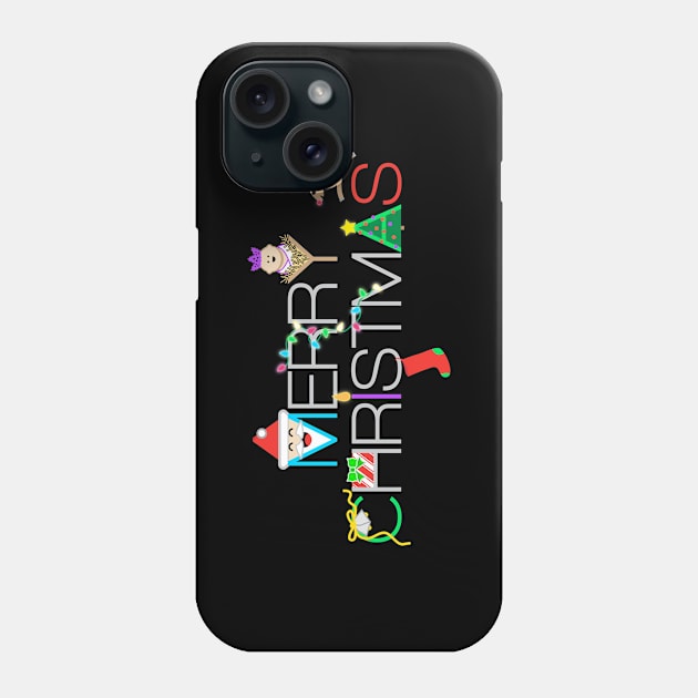 Decorated Merry Christmas Typography Phone Case by Sanford Studio