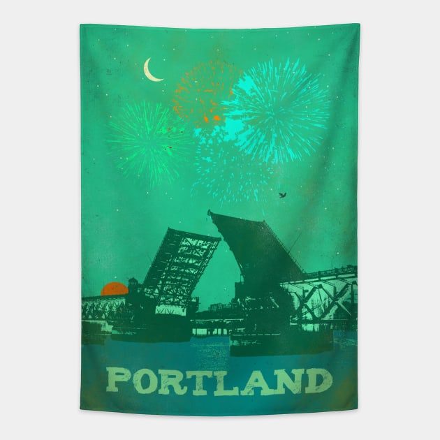 PORTLAND BRIDGE Tapestry by Showdeer