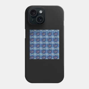 dark blue tulips on blue Phone Case