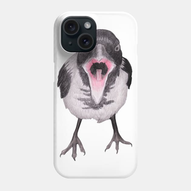 Hungry Young Crow Phone Case by lindaursin