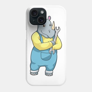 Rhino as Mechanic with Wrench Phone Case