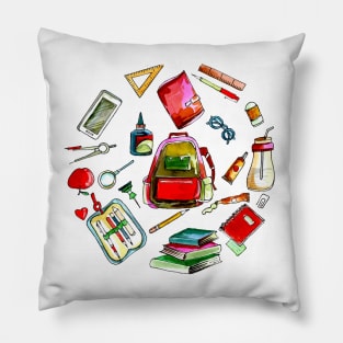 Watercolor School Object Pillow