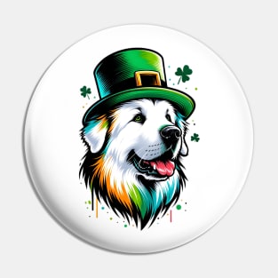 Great Pyrenees Enjoys Saint Patrick's Day Fest Pin