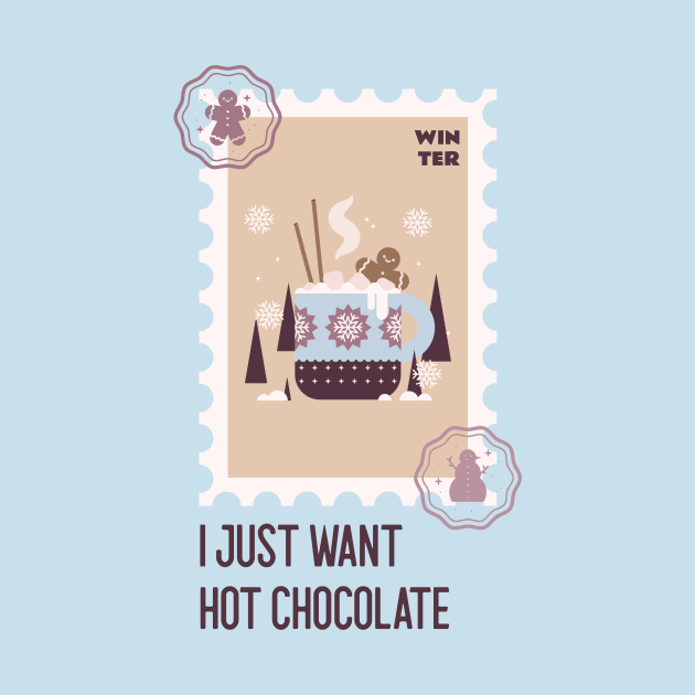 Hot Chocolate Winter Time Holidays Stamp Collector Stamps by Tip Top Tee's