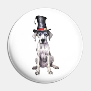 Watercolor Great Dane Dog in Magic Hat Pin