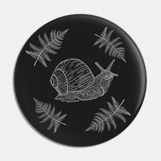 Snail with ferns (white) Pin