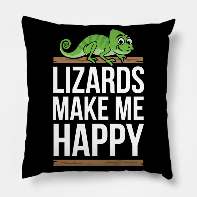 Lizards Make Me Happy Pillow by ThyShirtProject - Affiliate