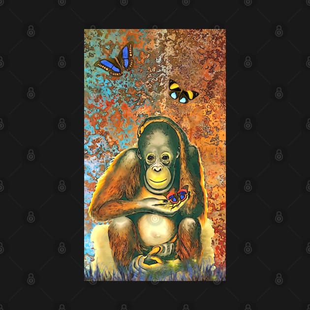 “Baby Orangutan’s Butterfly Friends” by Colette22