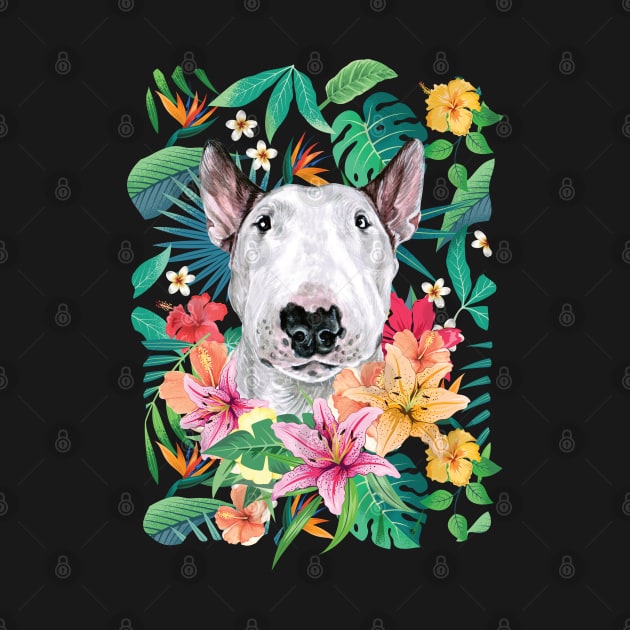 Tropical White Bull Terrier 1 by LulululuPainting