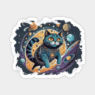 Paws it and Explore the Meowniverse - Cute Cat in Space Design Magnet