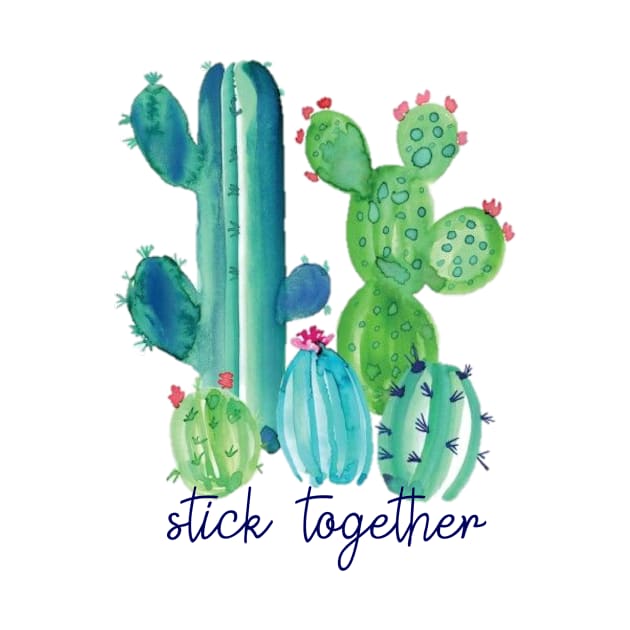 Stick Together Watercolor Cacti by annmariestowe