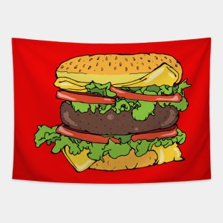 Cheeseburger Sandwich Hand Drawn Illustration Tapestry