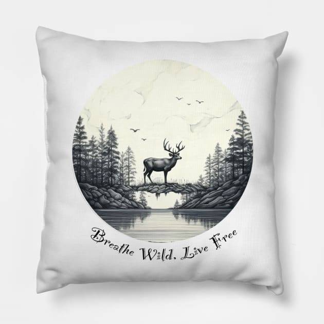 Breathe Wild, Live Free: Nature-Inspired T-Shirt Pillow by Gelo Kavon