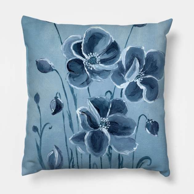 Frosty anemones Pillow by feafox92