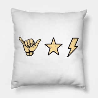 yellow stars shaka hand, star & lightning sticker pack Pillow