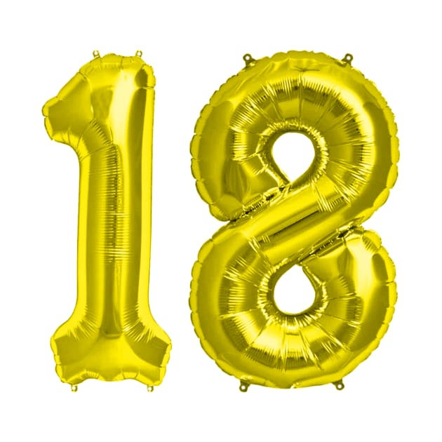 Yellow Gold 18th Birthday Metallic Helium Balloons Numbers by podartist