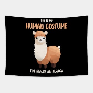 Cute Alpaca Halloween T-Shirt | This is My Human Costume Shirt | Funny Animal Lovers Season Outfit | Humorous Gift Idea Tapestry