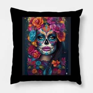 Dazzling Woman: Sugar Skull Makeup Art Pillow