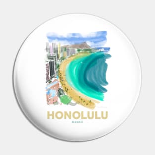 Honolulu Hawaii Art Pin