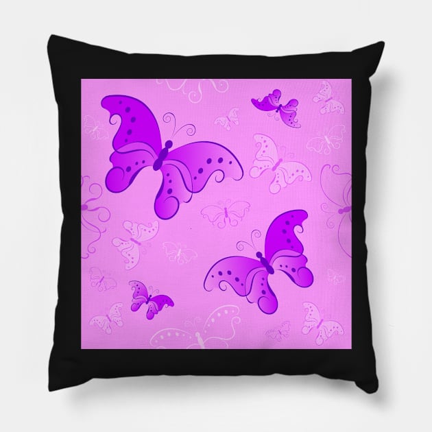 Seamless pattern from butterflies ( Pink ) Pillow by Blackmoon9