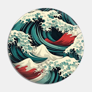 Ephemeral Crests: Hokusai Waves Reimagined Pin