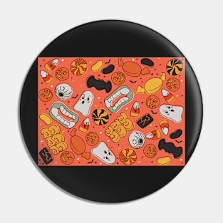 Vintage Halloween on Orange Pin