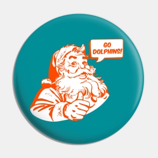 Retro Santa Claus Go Dolphins Pin