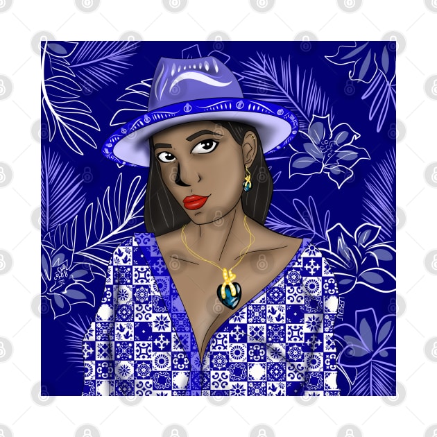 the caribbean muse in talavera pattern fashionable style by jorge_lebeau