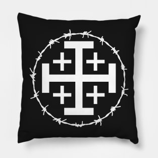 Gothic Jerusalem Cross Barbed Wire Pocket Pillow