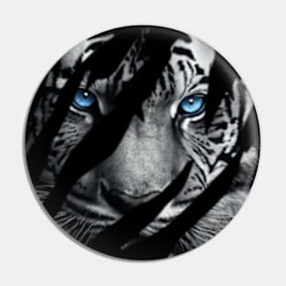 Cat Eye of the Fearless Tiger Silhouette Pin