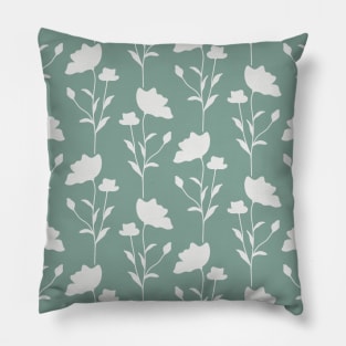 Floral Pattern On Green Sage Pillow