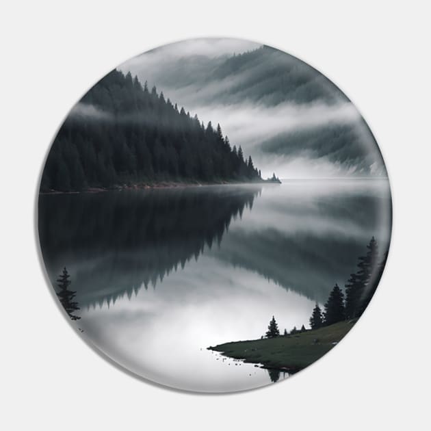 Island jutting out in a misty forest lake Pin by CursedContent