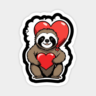 Sloth Heart Balloon - Valentines Day Magnet