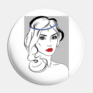 Beautiful Woman Line Drawing Pin