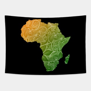 Colorful mandala art map of Africa with text in green and orange Tapestry