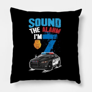 Kids Police Car 7th Birthday Gift Boy Sound The Alarm I'm 7 Pillow