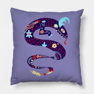 Blue Chinese New Year Dragon with Fireworks Pillow