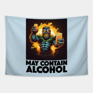 May Contain Alcohol, with Black Lettering Tapestry