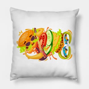 Cheerful burger character Pillow