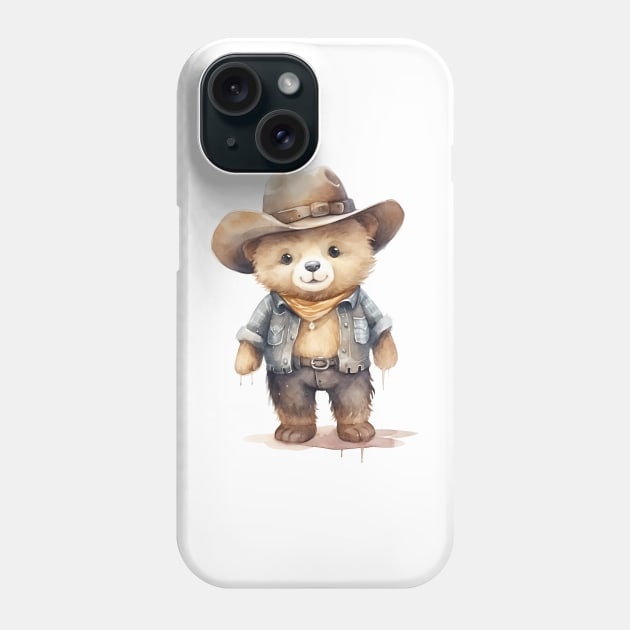 Grizzly Bear Wearing a Cowboy Hat Phone Case by Chromatic Fusion Studio