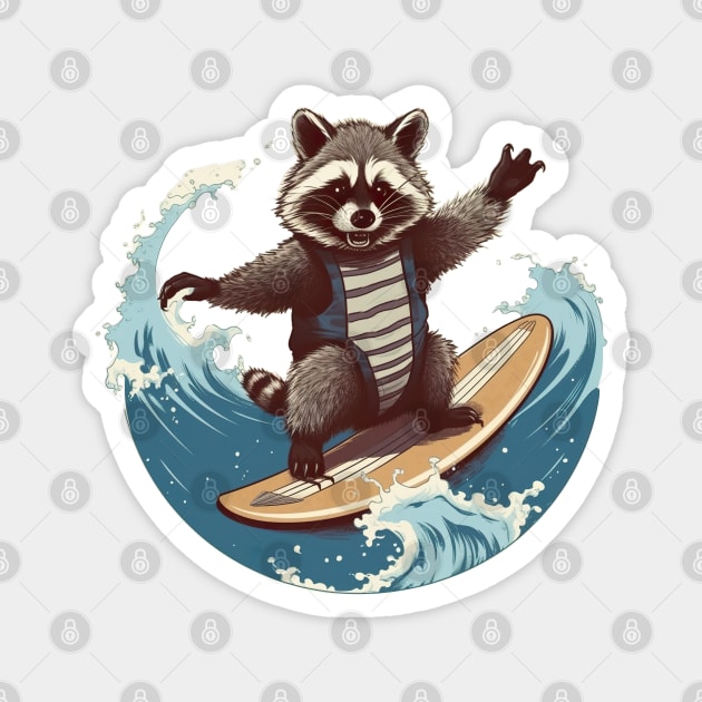 Raccool Surfing. Summer vibe Magnet by Raccool