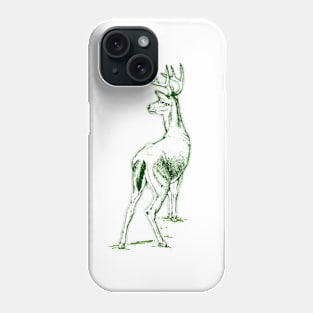 Curious Deer (green) Phone Case