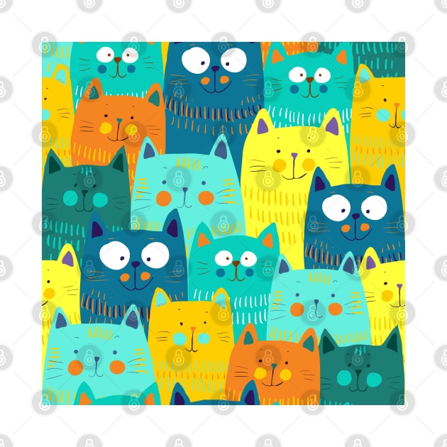 Cute cats colorful seamless pattern by Marysha_art