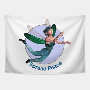 spread peace elf fairy faerie dragonfly wings flying Tapestry